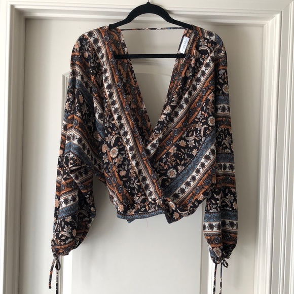 Juniper Blu Double V-Neck Wrap Blouse - Picture 1 of 3